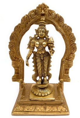 Brass Idols Brass Goddess Lakshmi Idol Hindu Laxmi With Prabhavali Statue Decorative Showpiece  -  20 cm(Brass, Gold)