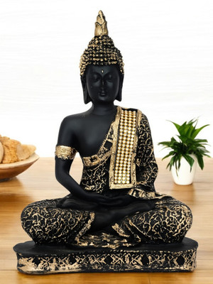 VIVARS CRAFT Fangshui Religious Idol of Lord Gautam Buddha Statue Idols Decorative Showpiece Decorative Showpiece  -  22 cm(Polyresin, Gold, Black)
