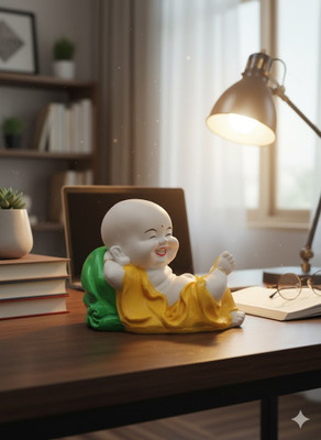 ANEEKET ENTERPRISES Baby monk Decorative Showpiece  -  7 cm(Resin, Yellow)