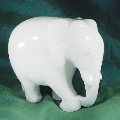 KRAFT CLOUDS Marble Small Elephant Idol Figurine Sculpture for Car dashboard Home Office Decorative Showpiece  -  9 cm(Stone, White)