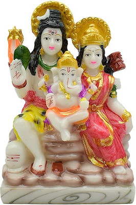 SVC Handicrafts Shiva Family Parivar Idol Murti Idol for Pooja Room & Car Dashboard 6 Inch Decorative Showpiece  -  15 cm(Polyresin, Multicolor)