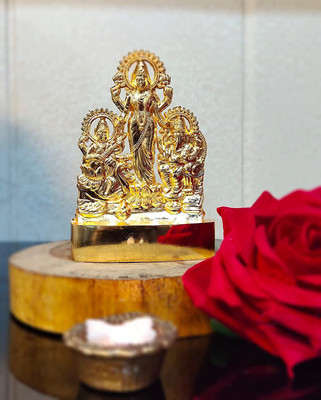 amishi blissful decor Handicraft Metal Luxmi- Ganesha Saraswati Statues Idol for Car Dashboard Mandir Decorative Showpiece  -  12 cm(Brass, Gold)