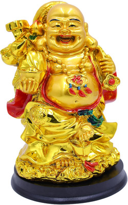 BHAGYA G Laughing Buddha Idol for Home & Office Décor Bring Prosperity & Positivity Decorative Showpiece  -  7 cm(Resin, Yellow)