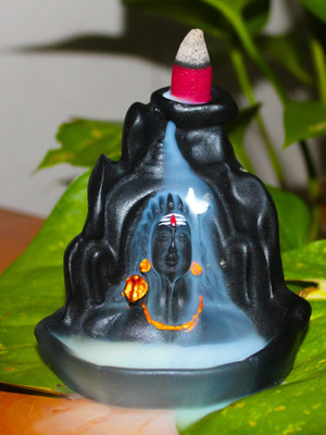 Found Fit Lord Adiyogi, Mahadev, Shiv With 20 Smoke Backflow Cone Incenses (Polyresin) Decorative Showpiece  -  10 cm(Polyresin, Black)