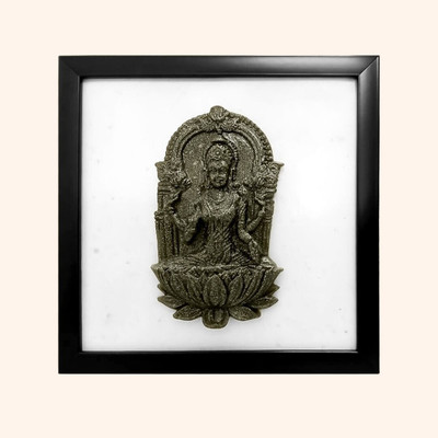 Treemaison Coronating Homes Vastu Pyrite 3D Laxmi Murti With Selenite Frame (Square Shape 8.5 Inch) Decorative Showpiece  -  21 cm(Crystal, White)