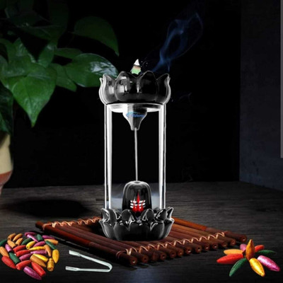 shivsom Shivling flow incense holder smoke foundation with free incense Decorative Decorative Showpiece  -  25 cm(Polyresin, Glass, White, White)