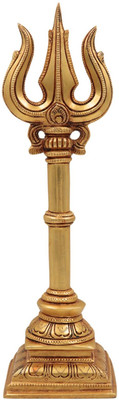 Bhunes Brass Handcrafted Trishul Trident Of Shiva - Shoolam Trishula Trishool For Pooja Decorative Showpiece  -  30 cm(Brass, Gold)