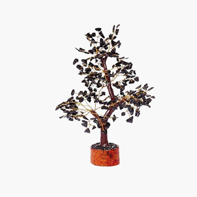 Crystal Divine Crystal Divine Protective Black Tourmaline Tree Handmade Natural Gemstone Tree Decorative Showpiece  -  25 cm(Crystal, Black)