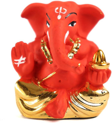 The Spiritual Living Ganesha Idols | Ganesh Idol for Car | Ganesh Idol for Home & Offices Decorative Showpiece  -  5.1 cm(Resin, Orange)