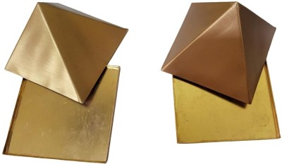 Shubh Sanket Vastu Copper 24 Gaze thik Sheet Inside Hollow Pyramids with Plate- 3x3 Inches Set of 2 Decorative Showpiece  -  2.5 cm(Copper, Copper)