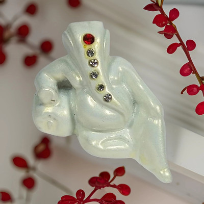 salvusappsolutions Handmade Plastic Ganesh Showpiece for car dashboard/Home Decor & Gifting (White) Decorative Showpiece  -  6 cm(Polyresin, Grey)