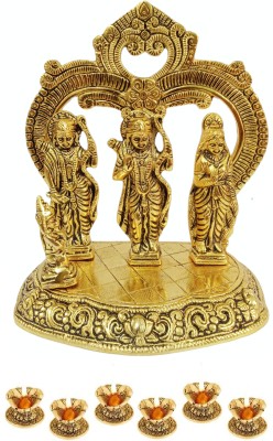 GIFTCITY Golden Metal Ram Darbar Idol Murti Statue With 6 Pieces Hand Diya Decorative Showpiece  -  16.5 cm(Metal, Gold Plated, Gold)