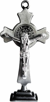 M Men Style Car Dashboard Cross| Jesus Car Cross |Christian Car Cross |Office Decorative Showpiece  -  8.3 cm(Metal, Grey)