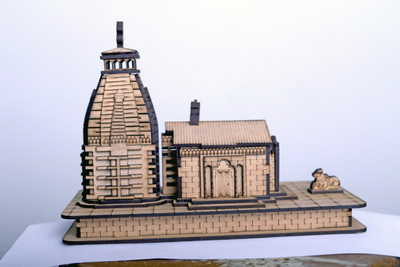 Shraddha Gift Art wooden kedarnath temple replica Decorative Showpiece  -  16 cm(Wood, Brown)
