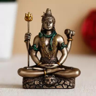 welno international Meditating Shiva Cold Cast Bronze Resin Decorative Figurine Decorative Showpiece Decorative Showpiece  -  7.97 cm(Resin, Brown)