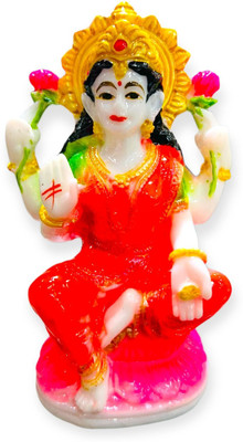 JniL Maa Laxmi Ji God Statue White Marble Look Decorative Showpiece  -  12 cm(Marble, Multicolor)