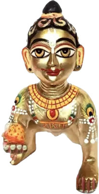 Choice One Designing and Painting Laddu Gopal Ji (2 Inch Height) Decorative Showpiece  -  5.8 cm(Brass, Gold)