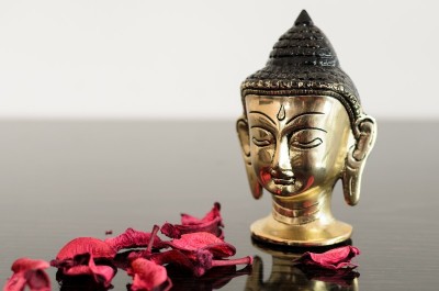 eCraftIndia Meditating Buddha Head Decorative Showpiece  -  10.16 cm(Aluminium, Multicolor)