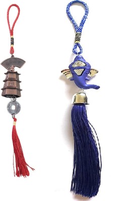 REWASHREE CRAFT WORLD Wall Hanging Showpiece Ganesh Latkan And Feng Shui Hanging Tower Red Decorative Showpiece  -  20 cm(Crystal, Blue)