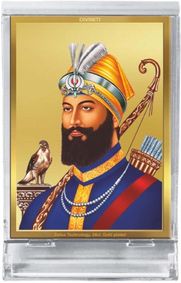 DIVINITI 24K Gold Plated Guru Gobind Singh Photo Frame For Home Decoration, Car Dashboard Decorative Showpiece  -  5 cm(Plastic, Multicolor)