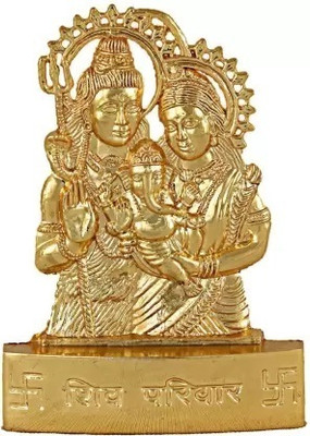 SHRI ASTHA VINAYAK LordShivParivar Idol 7 cm Religious Idol & Figurine (Gold Plated, Metal, Gold) Decorative Showpiece  -  10 cm(Metal, Gold)