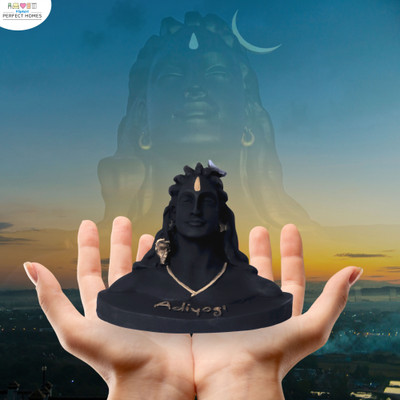 Flipkart Perfect Homes Large Black Adiyogi Lord Shiva Handcrafted Polyresin Figurine Decorative Decorative Showpiece  -  15 cm(Polyresin, Black)