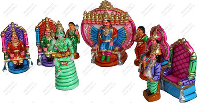 unikk Raavana Dharbar Set Paper Mache Navarathri Golu Doll Decorative Showpiece  -  32 cm(Paper Mache, Multicolor)