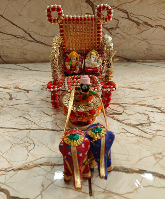 Nutts Handicraft Laxmi Ganesh Ji Hathi Rath, Showpiece Decorative Showpiece  -  10 cm(Plastic, Multicolor)