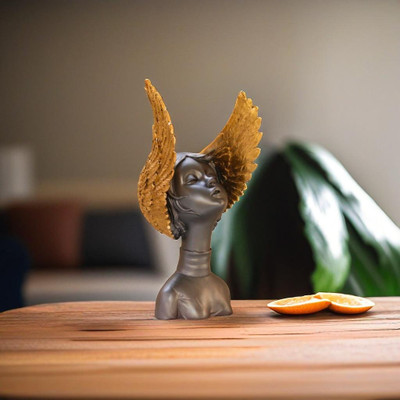 Miss Peach Aesthetic Premium Luxury Modern Antique Winged Lady Showpiece Home Living Room Decorative Showpiece  -  32.5 cm(Polyresin, Grey)