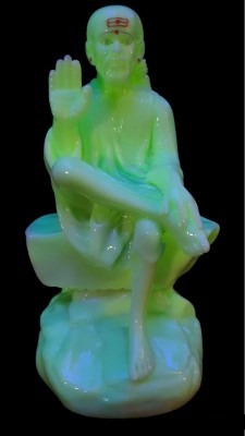 Hemant art Shirdi Sai Baba Radium Marble Aashirwad Idol,Statue Glowing in Night (8 inch) Decorative Showpiece  -  20 cm(Marble, Green)