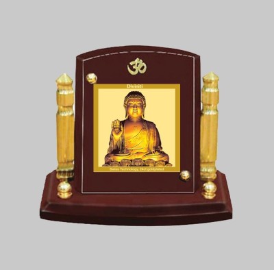 DIVINITI Gautama BuddhaJi God Idol PhotoFrame CarDashboard TableDécor|MDF 1B P+ Decorative Showpiece  -  7 cm(Wood, Brown)