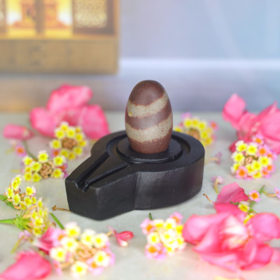 Neelkanth Shivling Stone Original Small Narmada Shivling / Natural Narmadeshwar Shivling For Home Decorative Showpiece  -  4 cm(Stone, Black, Brown)