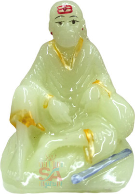 Sai Amrut Sai Baba Statue with Radium| Glow in dark Sai Baba Statue/Idol/Murti for Home Decorative Showpiece  -  7.62 cm(Marble, Green)