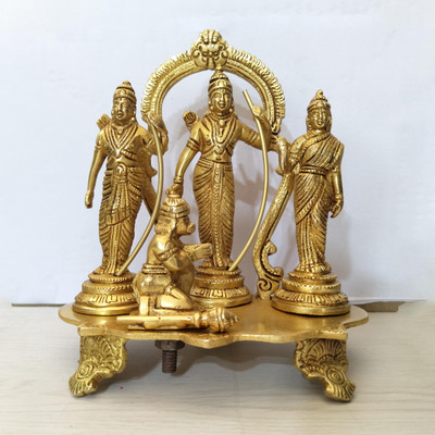 CraftVatika Ram Darbar Brass Idol For Home Decor Item Ram Darbar Statue Decorative Showpiece  -  19 cm(Brass, Gold)