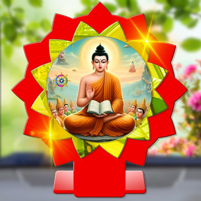 GiftsRange Gautam Buddha Siddhartha Shakyamuni Car Dashboard Idol Decorative Showpiece  -  11 cm(Plastic, Multicolor)