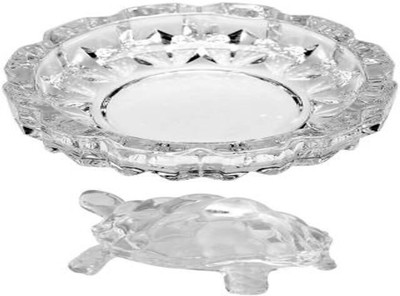 LOTUS RISE Gifts & Decor Crystal Turtle Tortoise With Plate and Beads For Feng Shui And Vastu Best Gift For Fulfill Your Wishes And Brings Prosperity & Happiness in Your Life. Decorative Showpiece (Glass, Clear) Decorative Showpiece  -  5 cm(Glass, Clear)