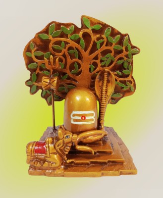 GIFTCITY Eco Friendly Shivling With Nandi Under Tree Idol Murti For Gifting Decorative Showpiece  -  10.5 cm(Polyresin, Copper)