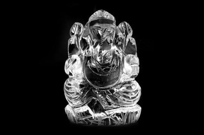 SS Murti Sphatik 100-150 Gm Crystal Stone Ganesha Statue Ganesh for Idol Pooja Mandir Decorative Showpiece  -  5 cm(Stone, Clear)