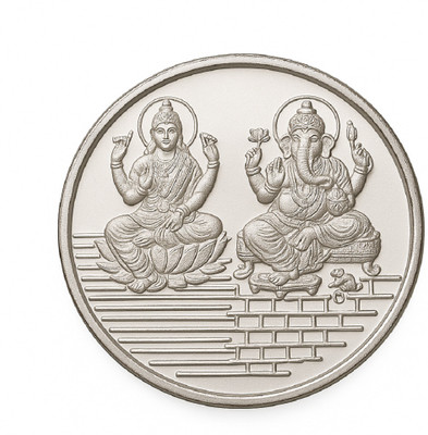 Ceylonmine01 Pure Silver Coin 10 Gram Laxmi Ganesh & Om Back Design Ideal for All Festivals Decorative Showpiece  -  4 cm(Silver, Silver)