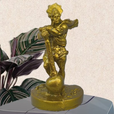 Haridwar Divine Lord Bahubali Hanuman Idol For Cardashboard Decorative Showpiece  -  11.5 cm(Resin, Gold)