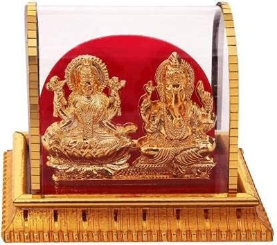 Gwals Ganesh Laxmi Murti Acrylic Idol / Hindu Ganpati Laxmi Idol Statues Decorative Showpiece  -  8 cm(Plastic, Metal, Gold)