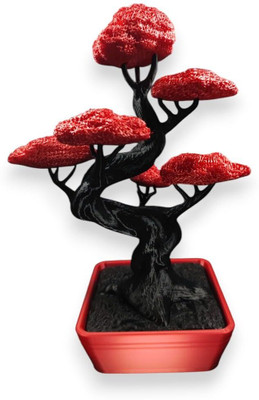 ZATOMIC ZATOMIC Exclusive 3D Printing PLA Material Twisted Trunk Bonsai Tree Decorative Showpiece  -  22 cm(Plastic, Red, Black)