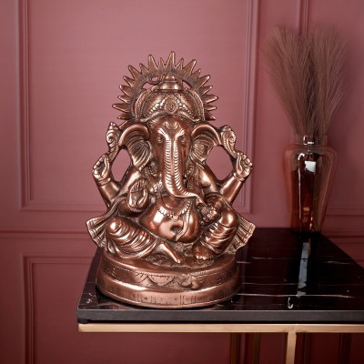 jy JY Ganesh God Idol | For Home Décor in Gun Metal |Copper Colour - 35cm Decorative Showpiece  -  35 cm(Aluminium, Copper)