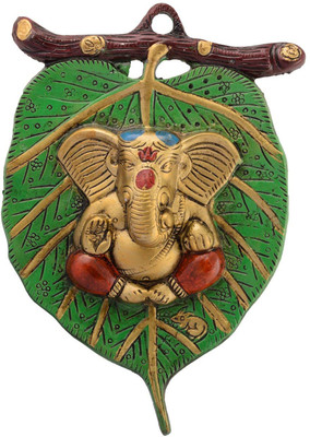 DigiArtsStore green leaf ganesh Decorative Showpiece  -  22 cm(Resin, Multicolor)