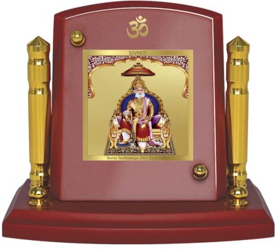 DIVINITI 24K Gold Plated Agrasen Maharaj Photo Frame For Car Dashboard, Home Décor Decorative Showpiece  -  7 cm(Gold Plated, Multicolor)