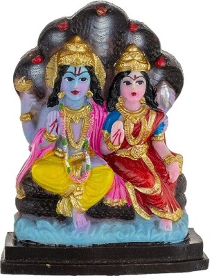 PECH Polymer Unbreakable Lord Vishnu Laxmi Idol Handicraft Statue Sheshnaag Decorative Showpiece  -  7 cm(Brass, Multicolor)