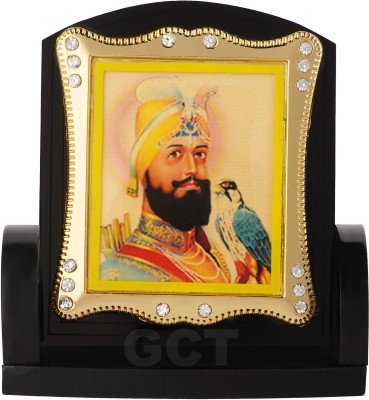 GCT Guru Gobind Singh Ji (J003-2-A) Sikh Religious Acrylic Frame for Car Dashboard Decorative Showpiece  -  8 cm(Plastic, Black, Gold)
