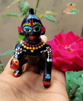 Prayverse Black Laddu Gopal Murti Ladoo Gopal Sawariya Laddoo Gopal Idol Krishna Ji Decorative Showpiece  -  5 cm(Brass, Black)