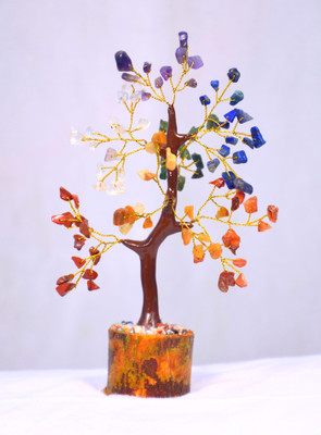 DVISHA Seven Chakra Crystal Tree -Money Tree - Feng Shui Items For Positive Energy Tree Decorative Showpiece  -  10 cm(Crystal, Multicolor)