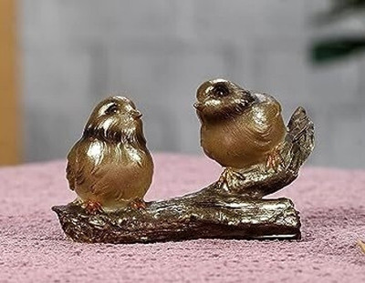 Satyam Kraft 1 Piece Bird Showpiece for Home Decoration, Living Room Decor Decorative Showpiece  -  7 cm(Polyresin, Gold)
